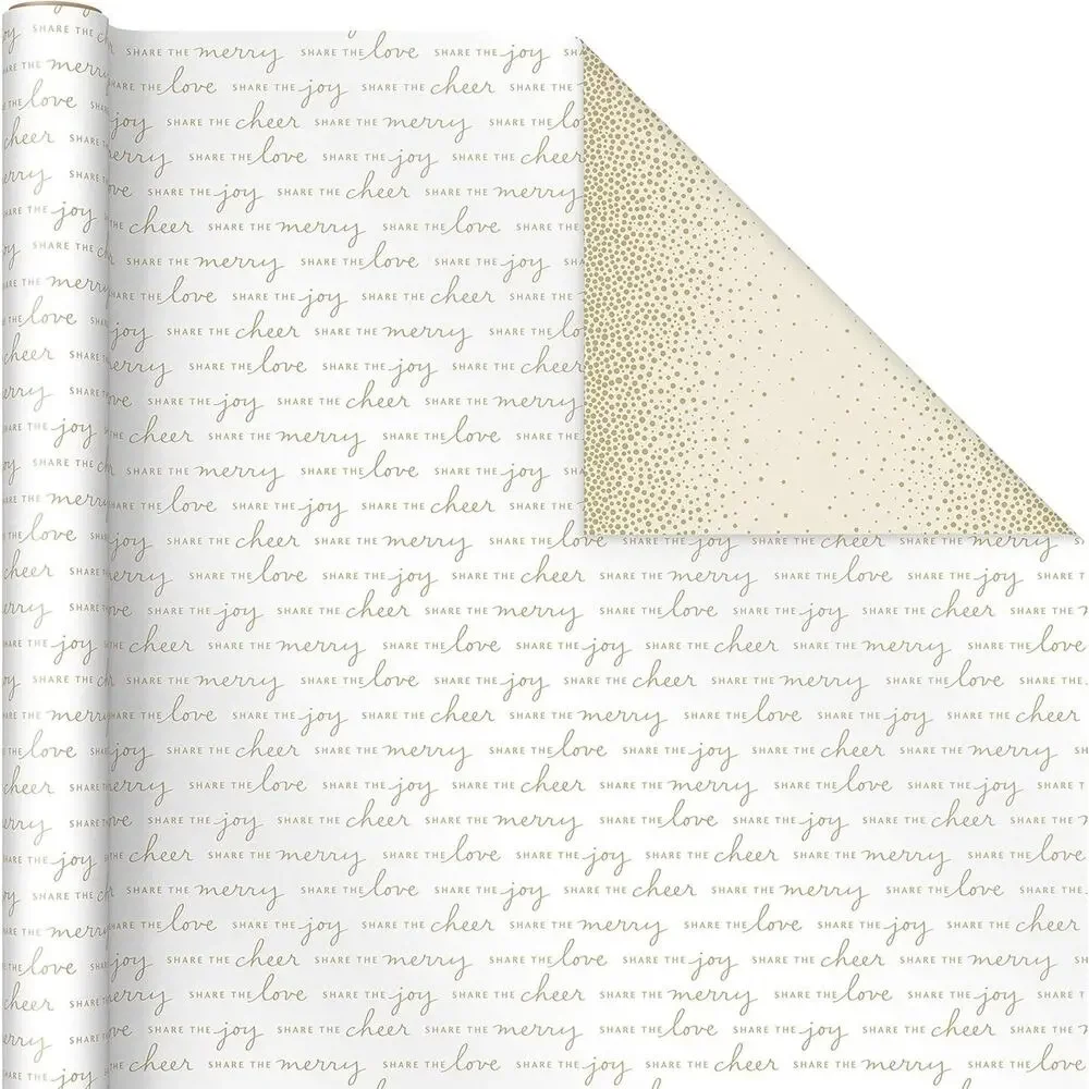 Hallmark Reversible White and Gold Wrapping Paper 2 Jumbo Rolls